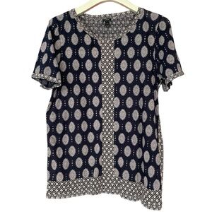 J. Crew Navy Medallion Blouse - Size Medium